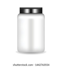 Realistic plastic cosmetics jar, container vector illustration on white background. Mock Up for cosmetics products