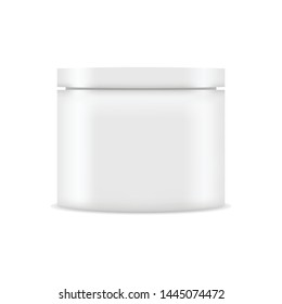Realistic plastic cosmetics jar, container vector illustration on white background. Mock Up for cosmetics products