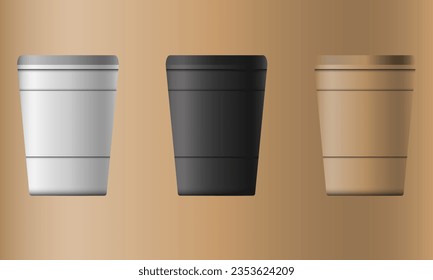 realistic plastic cup for coffee, milk, latte, and anothe hot drink