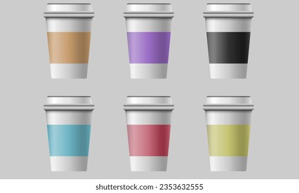 realistic plastic cup for coffee, milk, latte, and anothe hot drink