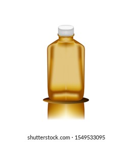Realistic plastic or glass bottle with  white cap for drug and medical product. Bottle mockup. Vector illustration