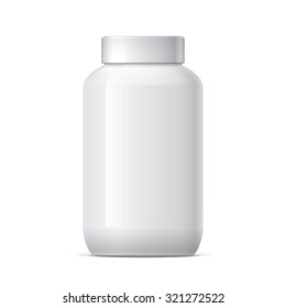 Realistic Plastic Jar with Lid. Mockup Product Packaging For Your Design. Vector Illustration