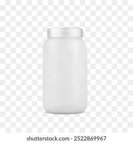 Realistic Plastic Jar with transparent background, White Jar, Pill jar