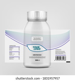 Realistic Plastic Package With Lid Label Template Design. EPS10 Vector