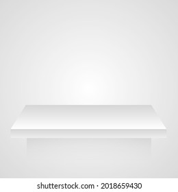 Realistic plastic shelf, 3d metal white shelf