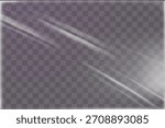 Realistic plastic shrink wrap with light streaks and glowing edges for packaging or 3D design