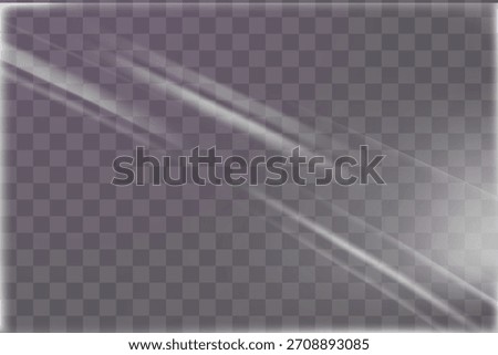 Realistic plastic shrink wrap with light streaks and glowing edges for packaging or 3D design