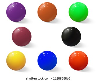 Realistic plastic spheres. Set of realistic balls. Vector.