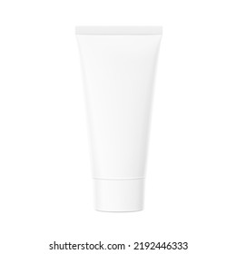 Realistic plastic tube mockup. Vector illustration isolated on white background. Can be use for your design, advertising, promo and etc. EPS10.