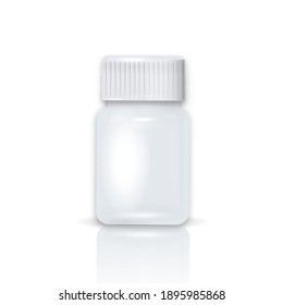 Realistische weiße Plastikflasche. Vorlage nach oben bewegen. Vektorgrafik