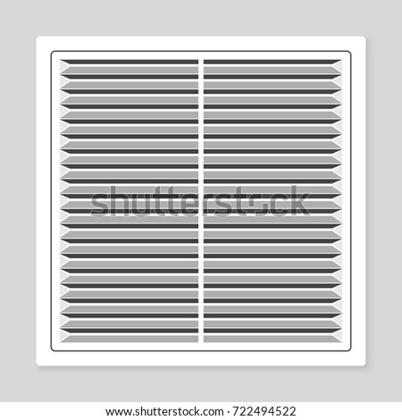 Realistic plastic whiter air circular vent window in bathroom, wall ventilation grate, vector illustration 