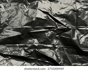 Fundo de revestimento de plástico realista. peças de polietileno quadrado com superfície enrugada, filme esticado de embalagem de textura, pacote de celofane amassado