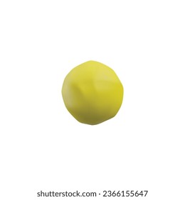 Realistic plasticine yellow ball. 3D clay texture circle icon isolated on white background. Vector render design element from dough. Child creation modeling round object. Handmade craft art, sculpting