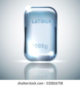 realistic platinum bullion on a light background