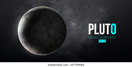 Realistic Pluto planet from space. Vector illustration