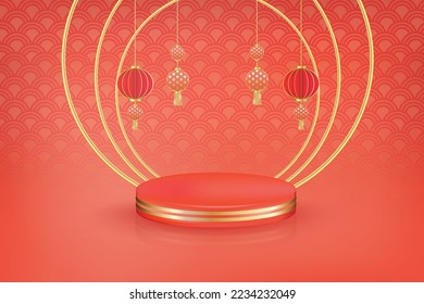 realistic podium chinese new year