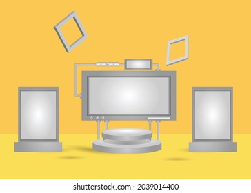 Realistic podium mockup template background