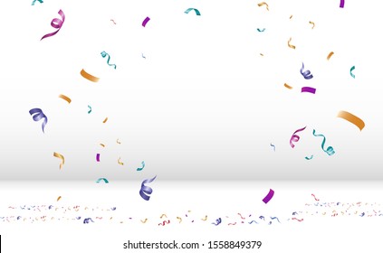 Realistic podium or winners platform. Pedestal with confetti on a white background.