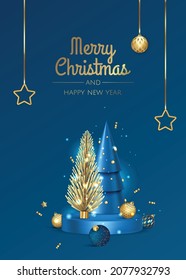 Realistic podium for winter and christmas design, sale. Greeting card, banner, poster, header for website