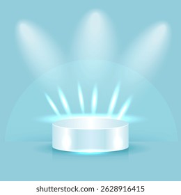 Realistic podiums with highlights and shadows, universal round, oval, stepped. For your creative designs.