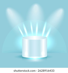 Realistic podiums with highlights and shadows, universal round, oval, stepped. For your creative designs.