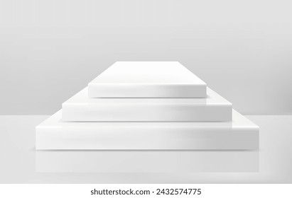 Realistic podiums product display presentation.3d podiums .Realistic Pedestal.3d Tribune.Geometric platform.Vector
