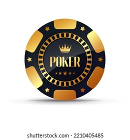 Realistic poker chip, golden chips