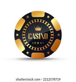 Realistic poker chip, golden chips