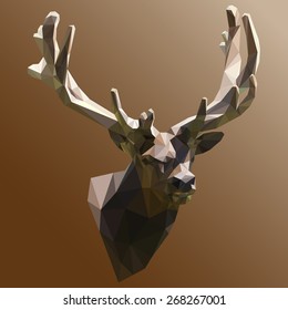 Realistic polygon angry deer snout.