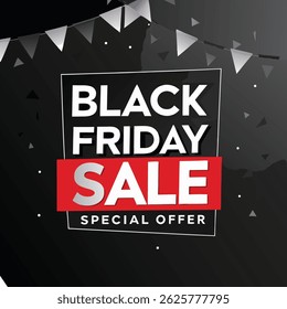 realistic polygonal black friday background vector design illustration