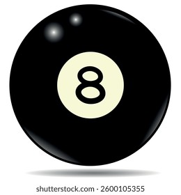 Realistic pool 8 Ball Sports Design Element, Metaphor for an unfavourable personal position in life or a Gambling graphic illustration
