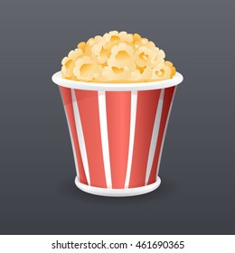 Realistic Popcorn Fast Food Icon Cartoon Symbol Template Vector Illustration