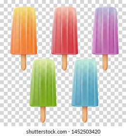 Realistic popsicle icons collection on transparent background - vector eps10 illustration
