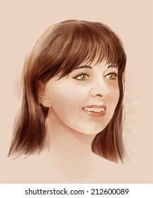 realistic portrait of beautiful red-haired young girl