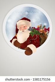 Realistic portrait of Santa Claus with a rat. Merry Christmas and happy new year! Holiday Greeting Card. Isolated vector illustration.
