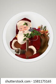 Realistic portrait of Santa Claus with a rat. Merry Christmas and happy new year! Holiday Greeting Card. Isolated vector illustration.
