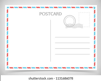 Realistic postal card, postcard isolated on grey background with shadow. Vector illustration. Eps 10