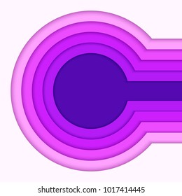 Realistic poster design with radial multi layers carving of paper. Abstract pattern of cut colored paper. Vector template, design layout for brochure, banner, flyer. 3D illustration.