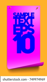 realistic poster on the wall on pins for text vertical mocap