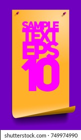 realistic poster on the wall on pins for text vertical mocap