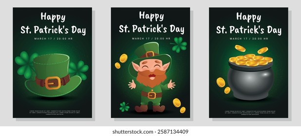 Realistic Posters for St. Patrick’s Day Celebration