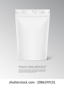Realistic pouch bag mockup. Vector illustration. Front view. Can be use for template your design, presentation, promo, ad. EPS10.	