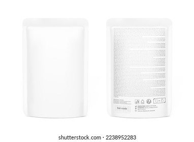 Realistic pouch bag mockup. Vector illustration isolated on white background for food, cosmetic and hygiene. Ready for your design. EPS10.