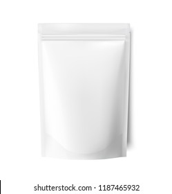 Realistic pouch pack bag isolated on white background. Front view. Vector illustration. Can be use for your design. EPS10.