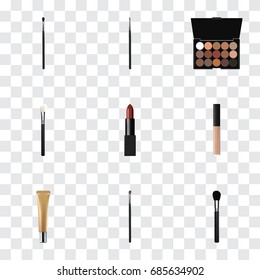 Realistic Powder Blush, Beauty Accessory, Make-Up Product And Other Vector Elements. Set Of Cosmetics Realistic Symbols Also Includes Powder, Cream, Contour Objects.