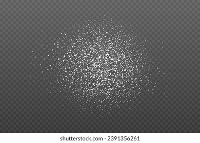 Realistic Powder sugar or salt texture, particles. Vector illustration isolated on dark grey background