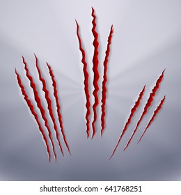 Realistic Predators Wound, Scar, Damage Mark Effects. Scratch Claw Animal and Illustration Shred From Claw