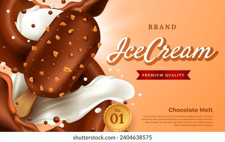 Realistic premium ice cream ad vector design in eps 10