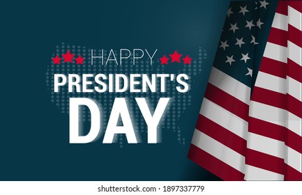 Realistic president's day event with flag. Vector illustration