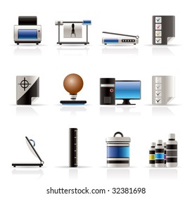 Realistic Print industry icons - Vector Icon set